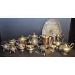 Silver Plate - a Victorian matched six piece tea set, gadrooned body; others,