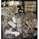 Coins - quantity of circulated UK 20th century and earlier bronze coinage, threepences,