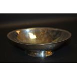 Modern Design - a Swedish silver oval bowl, lightly planished overall, flared foot, 18.