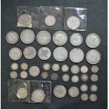 Coins - pre 1920 circulated UK silver coins,