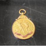 A 9ct gold boxing medal, Jockeys Boxing Tournament, Presented By D.