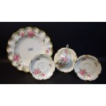 A Royal Crown Derby Royal Pinxton Roses pattern fluted plate; others,