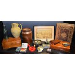 Boxes and Objects - a wooden work box; a mahogany writing box,