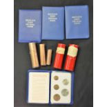 Uncirculated coins - Bank issue red cardboard tube of 50 pennies 1967; another,