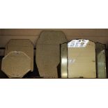 An Art Deco canted rectangular mirror, bevelled plate,