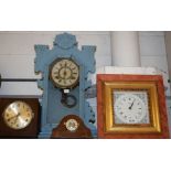 An Ansonia mantel clock; an Art Deco mantel clock; an Art Nouveau inlaid clock;