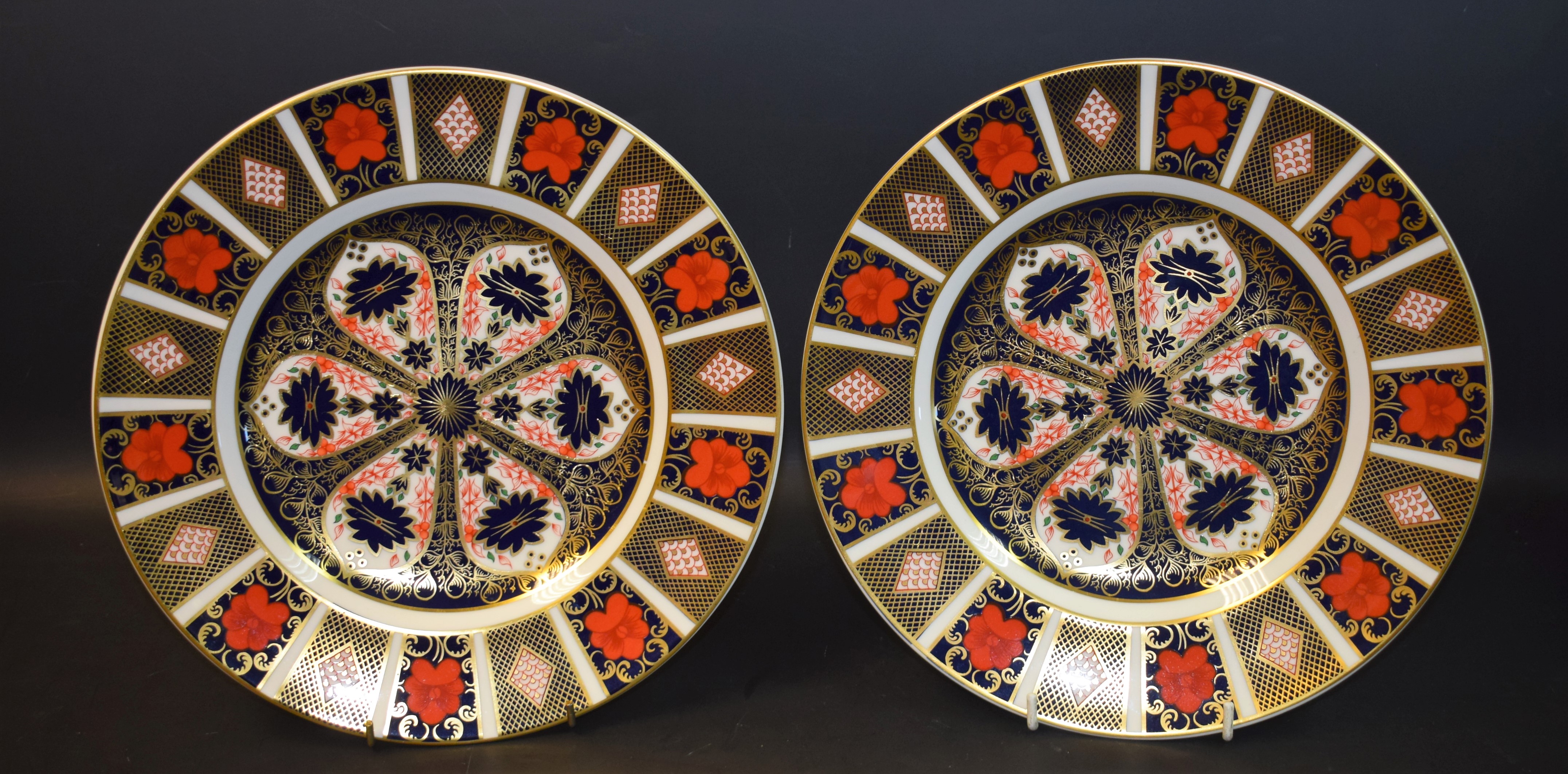 A pair of Royal Crown Derby 1128 Imari pattern plates,