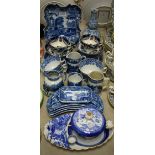 Ceramics - a set of Spode Blue Italian crescent dishes; a similar pin dish;