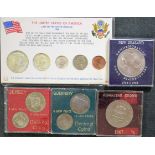 Commemorative coins - USA uncirculated 1964 Last of the Silver coinage set in card mount sealed;