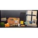 Photography - darkroom equipment; a Johnson Exactum enlarger; filters; slide mounts;