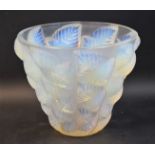 A Lalique Moissac pattern opalescent glass vase,