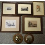 David Cox, after, S Myers, by, Bolton Abbey, etching, framed; other prints and pictures,