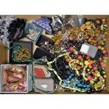 Costume Jewellery - a wooden cubed bead necklace; others, malachite tubes, plastic beads,