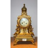 A late 19th century French gilt metal and onyx mantel clock,