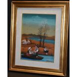 Batalin (Eastern European School 20th century) Fishing the River signed, dated 79, oil on canvas,
