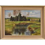 Badolato (mid-20th century) Forest Scene signed, label to verso, oil on canvas, 47.