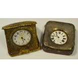 An Edwardian silver travelling clock,