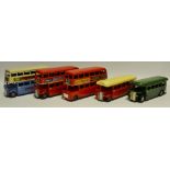 A Tri-ang Minic, tinplate, friction drive London Transport single decker bus, red body, cream roof,