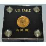 A one tenth of an ounce U.S. Eagle gold coin weight 3.