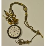 A Victorian silver fob watch, The London Lever, Registered 59478,