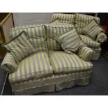 Two two seater sofas with striped upholstery