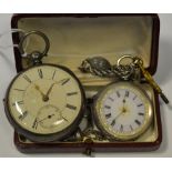 A Victorian silver open pocket watch, Chester, Roman numerals,