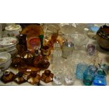 Glassware - a Davidson clouded glass dressing table set;