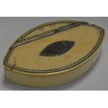 A George III ivory navette shaped snuff box, c.