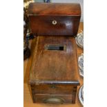 A George III mahogany dome top tea caddy;