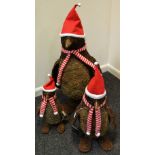 Christmas decorations - Three graduated woven penguins,