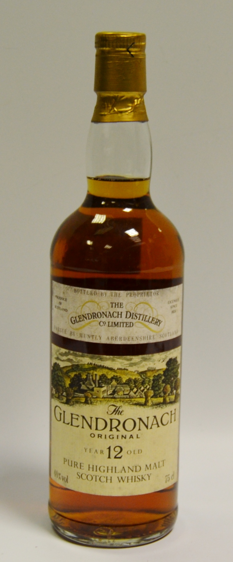 A bottle of Glendronach Distillery original 12 year scotch whisky