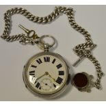 A silver open faced pocket watch, Thacker,