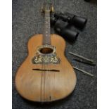 A 19th Century Italian parlour guitar, tortoiseshell finger plate,