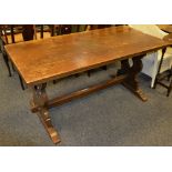 An oak refectory style table, rectangular top,