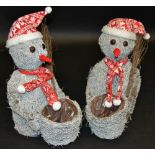 Christmas decorations - Two woven snowmen with baskets