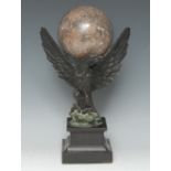 A 19th century dark patinated bronze and marble library fancy,