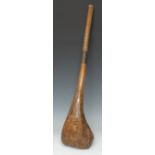 A 19th century burr shillelagh-type club, possibly Irish, bulbous rustic head,