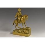 Vasily Grachev (Russian, 1831 - 1905), after, a gilt-brass military equine sculpture,