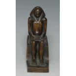 Grand Tour School, a brown patinated bronze, of a pharaoh, seated, 14.