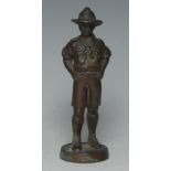 English School (early 20th century), a dark patinated bronze, of a Boy Scout, 13.