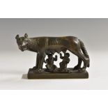 Grand Tour School (19th century), a dark patinated bronze, The Capitoline Wolf, rectangular base,