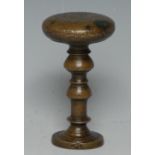 A 17th/early 18th century Continental bronze desk seal, substantial bun shaped cresting,