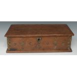 A 19th century Colonial rectangular document box, hinged cover enclosing a till,