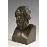 Grand Tour School (19th century), a dark patinated bronze bust, of Homer, after the antique,