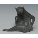 Continental School, a verdigris patinated bronze, of a monkey, 12.