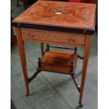 An Edwardian rosewood and marquetry envelope card table,