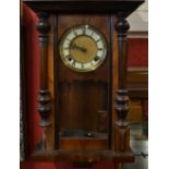 A late 19th century Vienna wall clock, mahogany case,