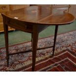 A George III satinwood crossbanded mahogany oval Pembroke table,