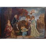 French School (19th century) An Aristocratic Family oil on mahogany panel, 10cm x 14.