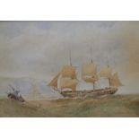 Victorian School Shipping on Rough Seas indistinctly signed, c.1870, watercolour, 21.